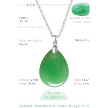 Tesbih Atölyesi Sertifikalı Damla Model Aventurin Taşı Kolye (Gümüş Aparatlı)