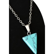 Tesbih Atölyesi Sertifikalı Piramit Model Firuze (Turkuaz) Taşı Kolye