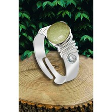 Tesbih Atölyesi Sertifikalı Kalın Tımbıl Gümüş Model Aventurin Taşı Yüzük - Ayarlamalı