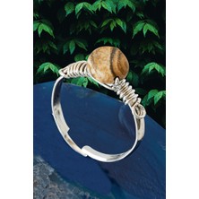 Tesbih Atölyesi Sertifikalı Kırık Taşlı Ince Model Toprak Jasper Taşı Yüzük - Ayarlamalı