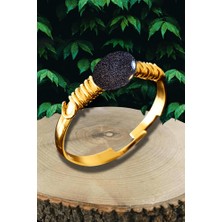 Tesbih Atölyesi Sertifikalı Altın Kaplama Kırık Taşlı Ince Model Lacivert Yıldız Taşı Yüzük - Ayarlamalı