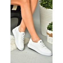 Fox Shoes P555461003 Beyaz Hakiki Deri Kadın Spor Ayakkabı Sneakers