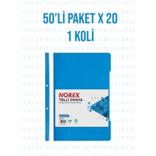 Norex Telli Dosya 1 Koli 50'li Paket 1000 Adet Mavi Renk