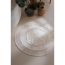 Moon Yuvarlak Banyo Paspası %100 Pamuk 120x120 Ekru