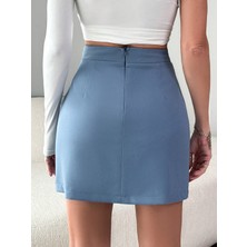 Smartex Indigo Rengi Kadın Mini Etek Indigo Rengi Kadın Mini Etek ET0122