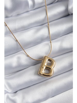 Clariss 316L Çelik Gold Renk Bubble "b" Harf Model Kadın Kolye