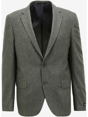 ALTINYILDIZ CLASSICS Erkek Haki Slim Fit Dar Kesim Mono Yaka Yünlü Blazer Ceket