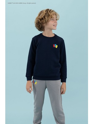 Haribo Kabartma Erkek Çocuk Lacivert Sweatshırt HRBTXT300 Haribo Çocuk Sweatshirt