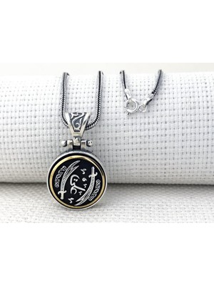 Takıhan Çift Zülfikar Kılıcı Tasarımlı Ortası Dönen 925 Ayar Gümüş Kolye