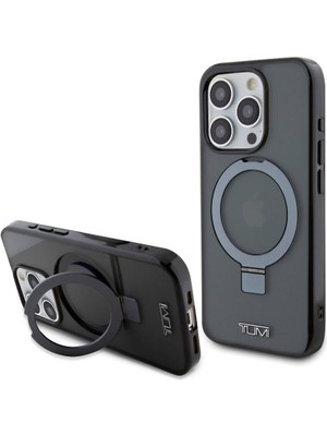 Tumi Apple iPhone 15 Pro Tumı Lisanslı Magsafe Özellikli Pc Tpu Metal Logolu Ring Standlı Siyah