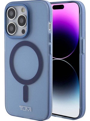 Tumi Apple iPhone 15 Pro Uyumlu Tumı Lisanslı Magsafe Şarj Özellikli Buzlu Mat Kılıf Mavi