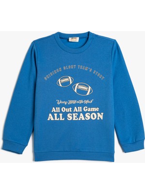 Koton Sweatshirt Uzun Kollu Bisiklet Yaka Beyzbol Baskılı