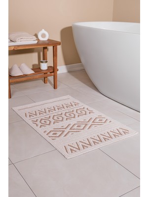 Bluenity Hat Doğal Pamuklu Banyo Paspası 50X80 cm - Bej