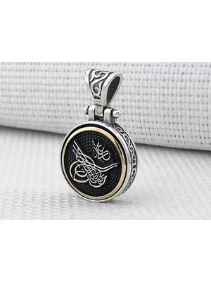 Takıhan Osmanlı Tuğrası Tasarımlı Ortası Dönen 925 Ayar Gümüş Kolye Ucu