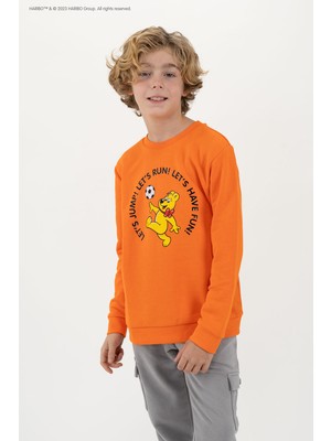 Haribo Baskılı Erkek Çocuk Turuncu Sweatshırt HRBTXT305 Haribo Çocuk Sweatshirt