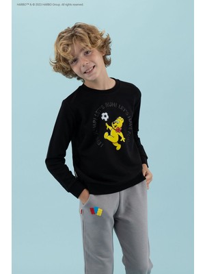 Haribo Baskılı Erkek Çocuk Siyah Sweatshırt HRBTXT305 Haribo Çocuk Sweatshirt