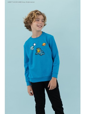 Haribo Nakışlı Erkek Çocuk Saks Sweatshırt HRBTXT304 Haribo Çocuk Sweatshirt