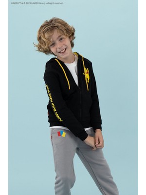Haribo Işlemeli Erkek Çocuk Siyah Sweatshırt HRBTXT317 Haribo Hoodie Çocuk Sweat