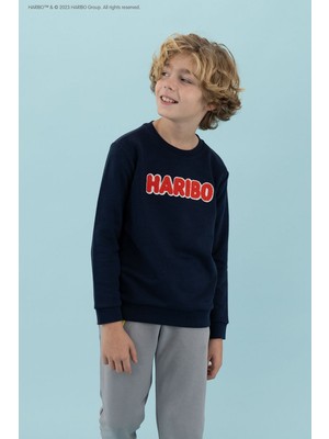 Haribo Işlemeli Erkek Çocuk Lacivert Sweatshırt HRBTXT308 Haribo Çocuk Sweatshirt