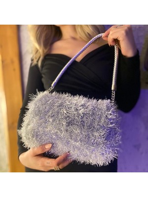 Lightmoon Gri Parlak Parti Yılbaşı Clutch Çanta