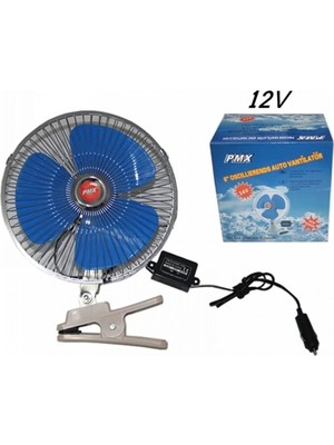 Ahmet Otomotiv Araç Içi Vantilatör Serinletici 12 Volt 6 Inc Mandallı 12V Otomatik Döner Başlı V12M GG127