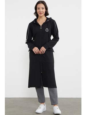 Sementa Cep Detaylı Tam Fermuarlı Kap - Siyah