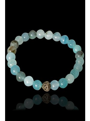 Tesbih Atölyesi Mavi Akik Taşı Bileklik - Açık Renk