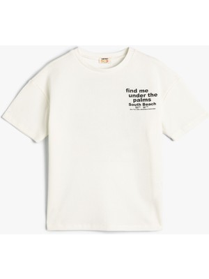 Koton Tişört Slogan Baskılı Kısa Kollu Bisiklet Yaka Pamuklu