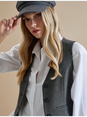 Koton Şahika Ercümen X - Düğmeli Crop Yelek