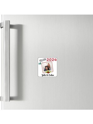 Koltuk Örtüleri Kişiye Özel 2024 Temalı Fotoğraf Baskılı 6x6 Kare Magnet HK3761