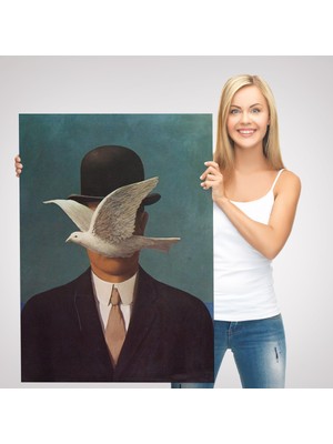 Rene Magritte Melon Şapkalı Adam Sürreal Duvar Tablosu-6210