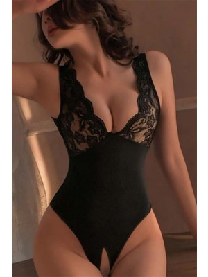 Yeni Nesil Toptancı - YNT Ynt Siyah Dantelli Özel Bölgesi Açik Body 15025