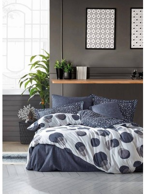 Cotton Box Modern Ranforce Çift Kişilik Nevresim Takimi Orva İndigo