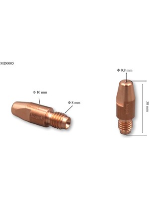 Trafimet M8 0,8 mm Gazaltı Kaynak Kontak Memesi MD0005/08 Trafimet 1 adet fiyatıdır
