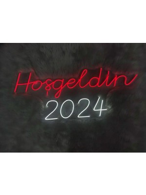 Sanec Hoşgeldin 2024 Yılbaşı Süsü Neon LED Tabela