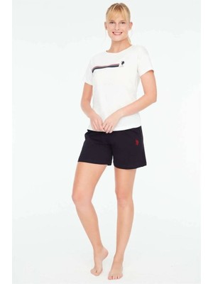 U.S. Polo Assn. Kadın T-Shirt Şort Takım Ekru