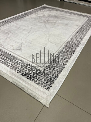 Bellino Halı Yıkanabilir Halı Kaymaz Taban Bambu Halı Pamuk Dokuma Kilim Çift Çerçeve Desenli Salon Halısı Mutfak Halısı ve Yolluk