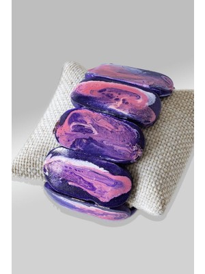 Tesbih Atölyesi Ebruli Mor Afrika Sandal Ağacı Rolex Model Bileklik