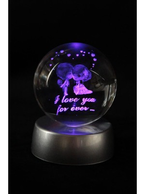 Bisepetim Cam Küre Işıklı Seni Sonsuza Kadar Seviyorum Yazılı