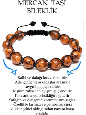 Tesbih Atölyesi Sertifikalı Mercan Taşı Bileklik - Makrome