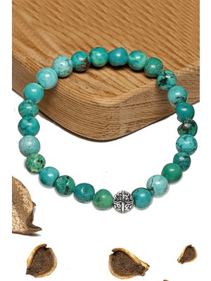 Tesbih Atölyesi Sertifikalı Turkuaz Taşı Bileklik - Gümüş Aparatlı