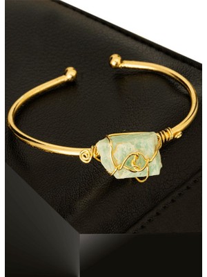 Tesbih Atölyesi Sertifikalı Kelepçe Model Ayarlamalı Aaa Amazonit Taşı Bileklik - Kararmaz