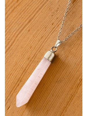 Tesbih Atölyesi Sertifikalı Xl Çivi Model Pembe Kuvars Taşı Kolye (5 Cm)