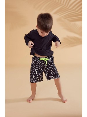 Marina Mayo Siyah Çizgili Erkek Çocuk Şort B2363S