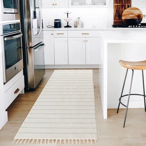 "chicretreat Dekoratif Kilim | Kaymaz Tabanlı, Makinede Yıkanabilir ve Katlanabilir | Nefes Alabilen Mint Yeşili (Aqua) Pamuk Dokuma | Yeşil | Homesteadart Rugs"