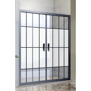 Duşakabin 100 cm Ön Cephe Siyah Çizgi Ortası Buzlu 5mm H:190 cm