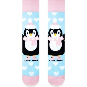 Penguen Kalpler Pembe Renkli Çorap