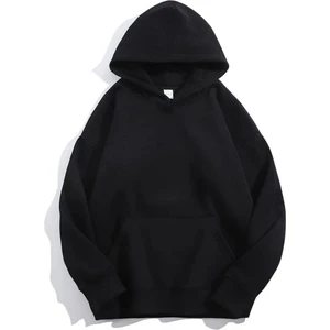 Kadın Siyah Düz Oversize Kapüşonlu Sweatshirt Hodie