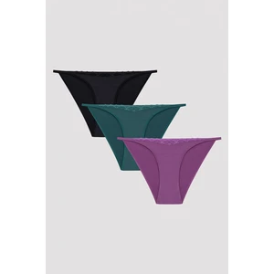 Micro Dantel Detaylı 3 lü Slip Külot