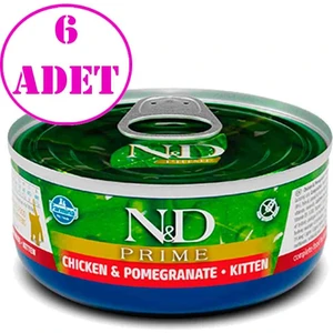 Prime Tahılsız Kitten Tavuklu Narlı Yavru Kedi Konservesi 70 gr 6 Ad